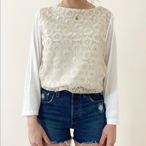 J.Crew long sleeve cream and gold shirt